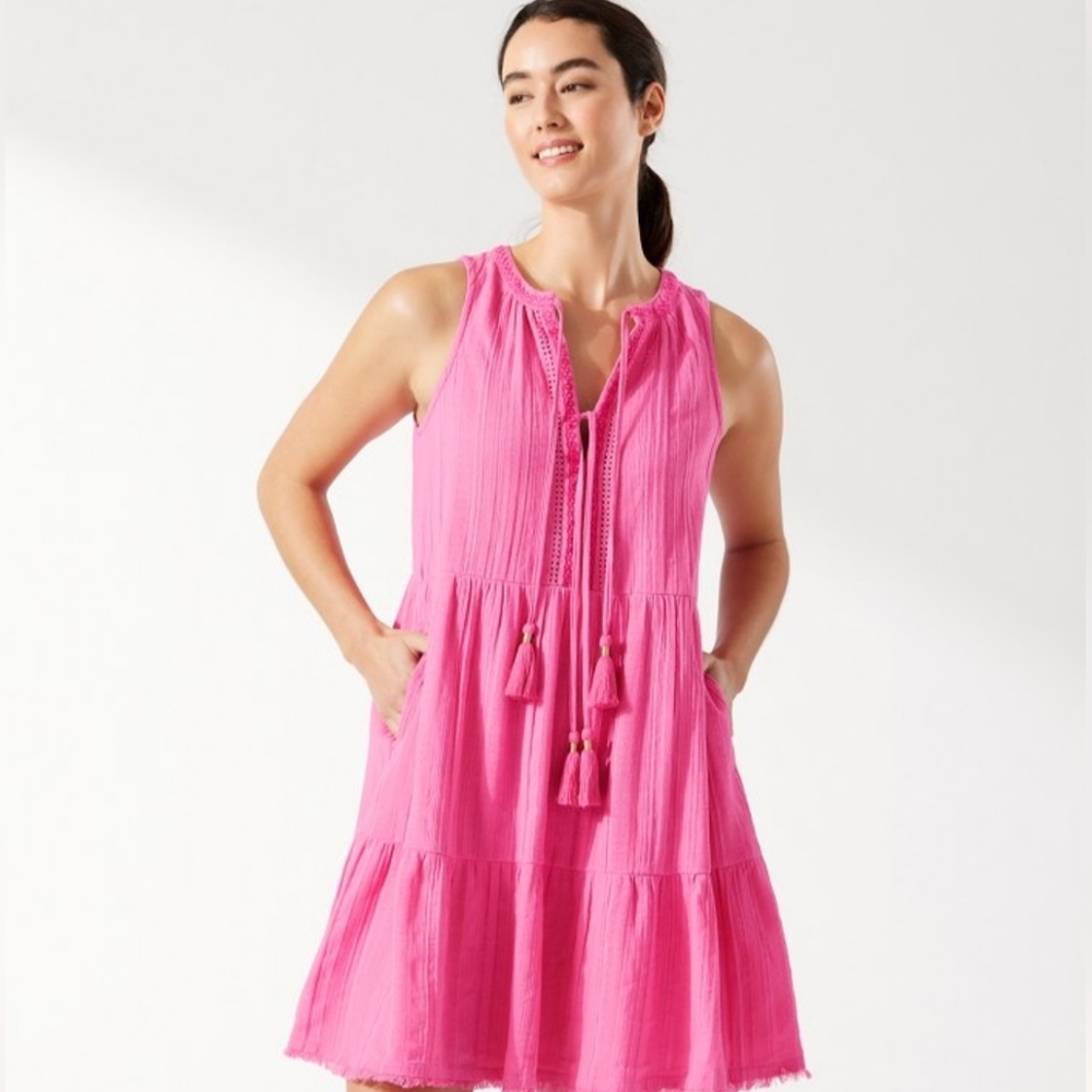 *NEW W/Tag! Tommy Bahama Pink Mykonos Textured Gauze Dress